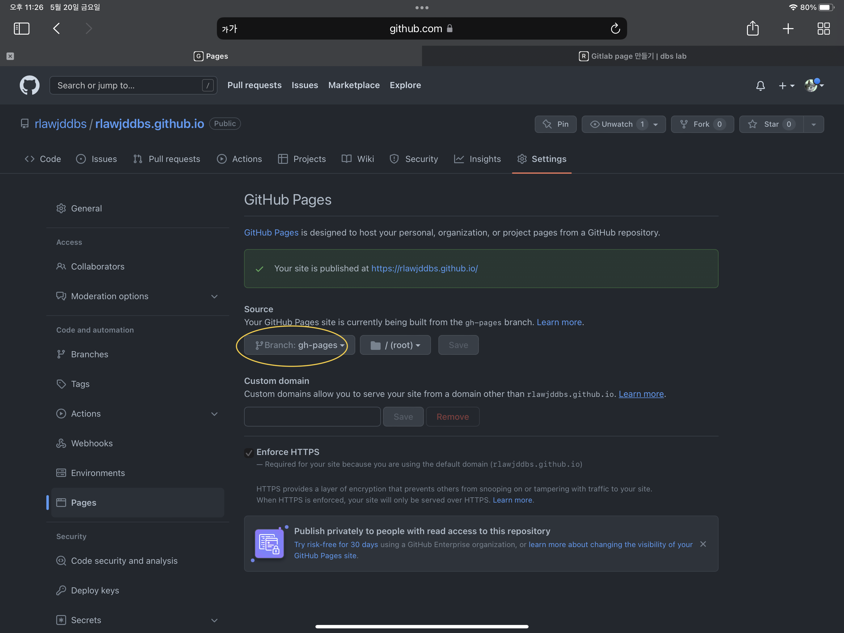 Github pages 변경 | dbs blog